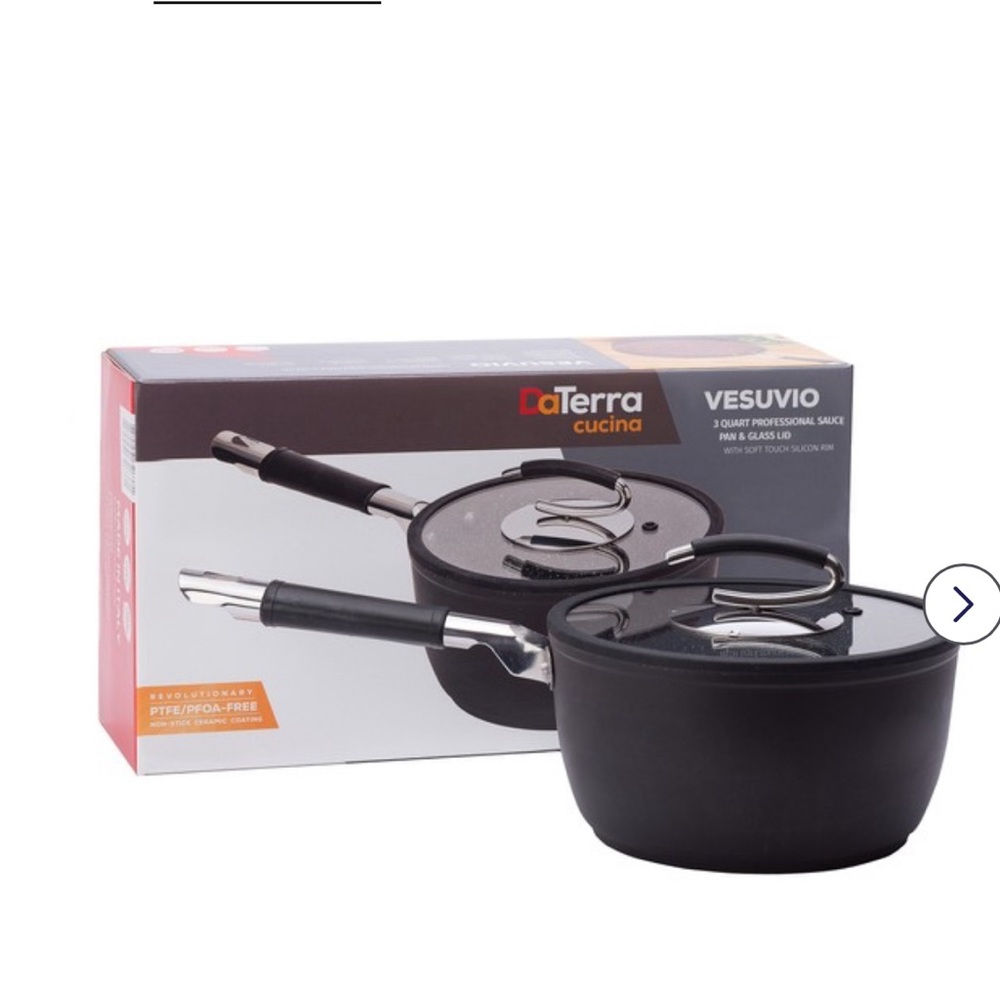 De Terra Cucina 3 qt Vesuvio professional sauce pan with glass lid brand